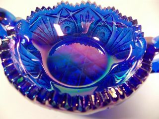 Vintage Blue Iridescent Candy Dish With Handles