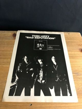 1977 Vintage 8x11 Album Promo B&w Print Ad For Thin Lizzy Bad Reputation