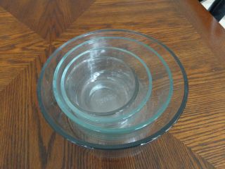 Vintage Pyrex Set Of 4 Clear Glass Nesting Bowls