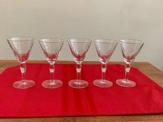 Vintage Etched Cordial Glasses Leaf Pattern - Set Of 5
