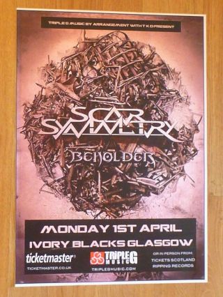 Scar Symmetry,  Beholder - Glasgow April 2013 Live Show Tour Concert Gig Poster
