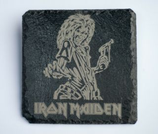 Quality Engraved Slate Coaster Iron Maiden Style Rock Metal Killers Eddie