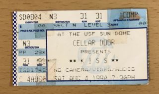 1990 Kiss Hot In The Shade Tour Tampa Concert Ticket Stub Eric Carr Paul Stanley