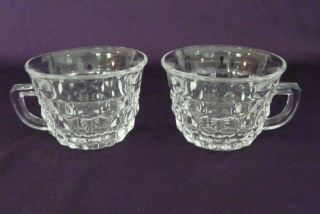 2 Fostoria American Clear Glass Punch Cups D Handle 2 - 1/2 " X 3 - 5/8 " - Pristine