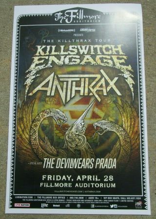 Killswitch Engage / Anthrax Killthrax Tour Fillmore - Denver 11x17 Promo Poster