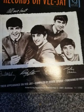 BEATLES RECORDS ON VEE - JAY.  AVERTISING SUPPLEMENT FOR THE BOOK BY BRUCE SPIZER 2