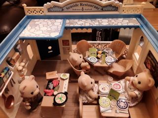 Sylvanian Families.  Seaside Restaurant With Figures And Loads Of Accessories