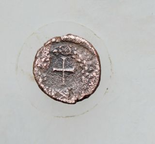 Theodosius Ii,  402 - 450 Ad.  Ae10mm Follis (0.  8gm) / Cross In Wreath