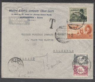 Egypt,  1949 Scarce Airmail Cover To Brussels,  Belgium With Postage Dues