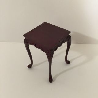 Vintage Dollhouse Miniatures 1:12 Wooden Carved Bespaq Mahogany End Table Damage