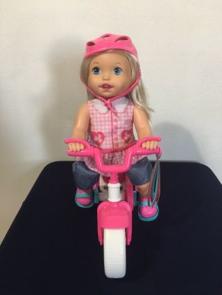 Little Mommy Learn To Ride Doll With Pink Training Bicycle