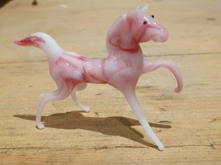 Vintage Miniature Art Glass Pink Horse.  Lovely