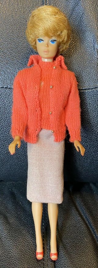 1964 - 65 Blonde Bubble Cut Barbie Doll 850 W/ Sweater Girl 976
