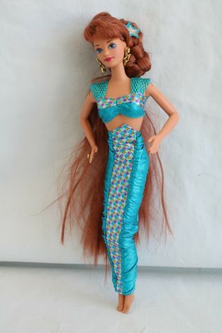 Jewel Hair Mermaid Barbie Midge Longest Red Hair Ever With Earrings Ring