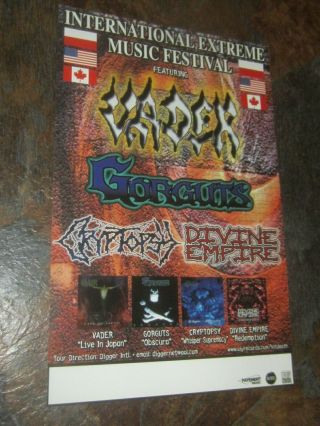Vader Gorguts Cryptopsy Divine Empire 1999 Promotional Tour Poster Death Metal