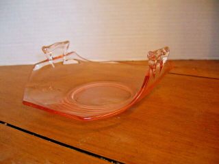 Vintage Peachy Pink Depression Glass Candy Dish W/8 Sides,  Curved & Handles