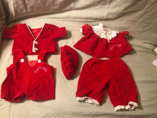 Vintage Cabbage Patch Kids Doll Clothes: Red White Ruffle Dress Pant Hat