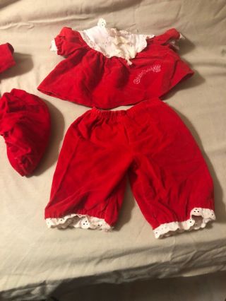 Vintage Cabbage Patch Kids Doll Clothes: Red White Ruffle Dress Pant Hat 2