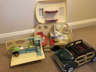 Sylvanian Families Caravan And Car Bundle Car Seats Accessories Figures