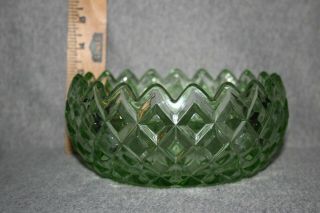 Jeanette Cube Green Depression Glass Candy Nut Bowl Diamond Cut 3 Inches