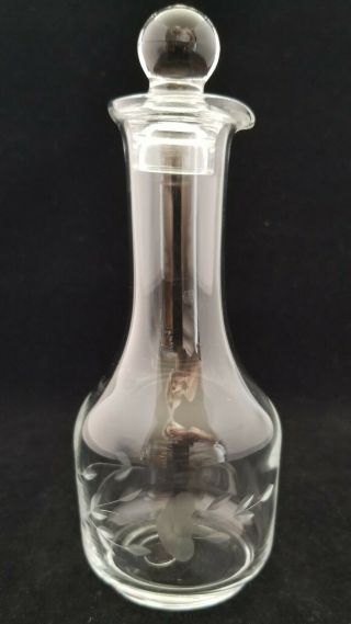 Williams Sonoma Clear Etched " Garden Ivy " Floral Glass Vinegar & Oil Cruets