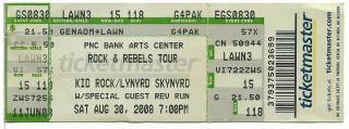 Kid Rock / Lynyrd Skynyrd Ticket August 30,  2008 Pnc Bank Arts Center Holmdel Nj