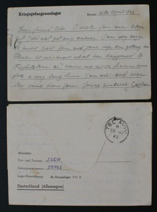 Palestine,  1942,  POW in Germany,  Stalag VIII B,  Judaica,  2 Letters Covers a2428 2