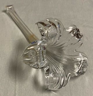 Clear Glass Art Hand Blown Lily Flower Bud Vase 7.  75 "