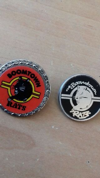 2 X Boomtown Rats Rare Vintage Steel Pin Badges 70/80s