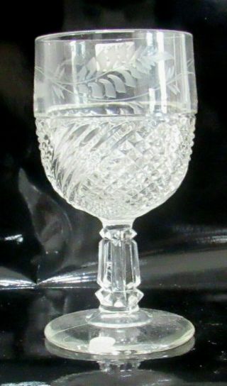Eapg Etched Swirl & Diamond Goblet