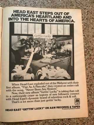 1977 Vintage 8x11 Album Promo Print Ad For Head East " Gettin 