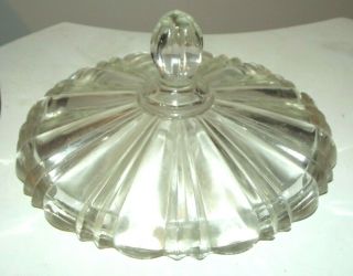 Vtg Anchor Hocking Old Cafe Clear Glass Candy Dish Replacement Lid Only 7”