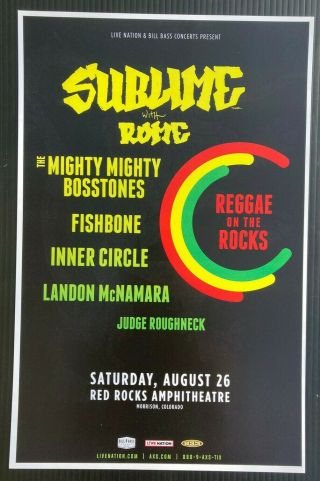 Reggae On The Rocks 2017 Sublime W Rome Red Rocks Promo 11x17 Concert Poster