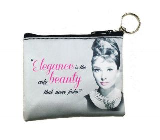 Audrey Hepburn Elegance Is The Only Beauty Key Chain Coin Purse - Licensed