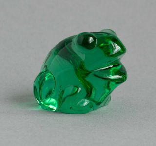 Vintage Green Glass Frog Paperweight/ornament