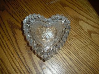 Romania Crystal Clear Handcrafted Heart Shaped Trinket Candy Dish With Lid