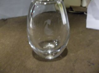 Kosta Boda Vintage 4 1/2” Clear Crystal Girl Etching Oval Vase 3