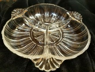 Vintage Clear Glass Divided Relish Dish Mid Century