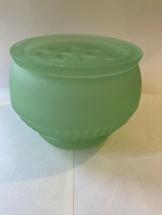 Bagley Green Vintage Glass Vase And Insert