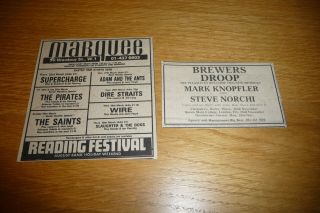 Dire Straits 2 X Press Cutting Gig Adverts 1973,  1977 Brewers Droop