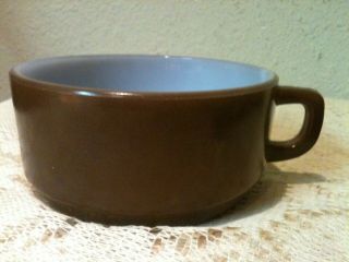 Vintage Fire King D Handle Brown Stackable Soup Mug Cup Bowl