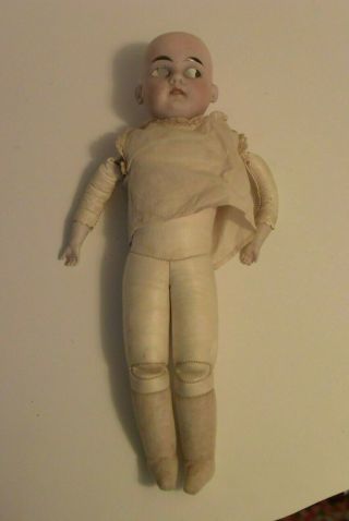 Antique 15 " Bisque Head Leather Body Doll By Lincoln Hoffman Bosch