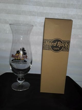 Hard Rock Cafe Hurricane Glass Northfield Park 9.  25 " With Cardboard Box