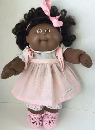 Vintage Cabbage Patch Kids 16” Black African American Girl Doll Cornsilk