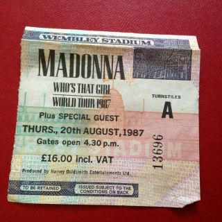20/08/1987 Wembley Stadium Madonna Who 