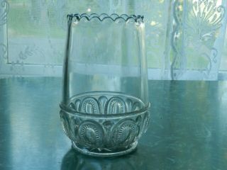 Vtg Antique Eapg Clear Pattern Glass Celery Vase Spooner Bullseye Scallop Rim