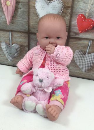 20” Berenguer Baby Reborn Doll With Soft Body In Pink Outfit And A Pink Cardigan