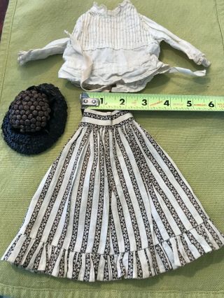 Sweet Antique Victorian French Bisque Doll Shirt Skirt Hat Small
