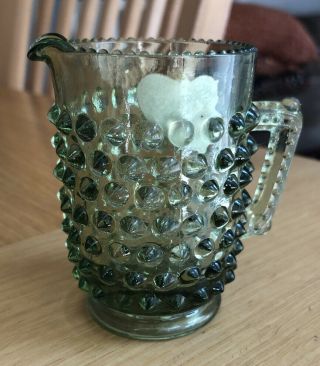 Fenton Colonial Green Hobnail Glass Mini Creamer 3” Tall and 2” in Diameter 3
