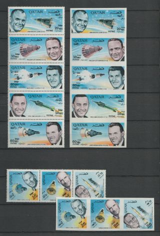 Qatar 1966,  Space,  2 Complete Sets,  Currency Opt,  Mnh,  Perf & Imperf